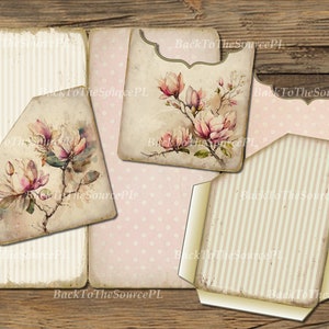 Magnolia Junk Journal Kit, Collage Sheets, Vintage Floral Insert, Printable Ephemera, Scrapbooks Supplies, Digital Folder, Nr. 047 image 7