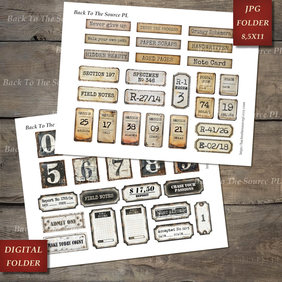 Random Labels and Tags, Printable Ephemera for Junk Journal, Vintage ...