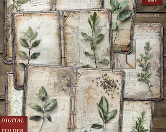 Floral Junk Journal Kit, Botanical Collage Sheet, Herbal Pages, Printable Ephemera, Instant Download, Nr093