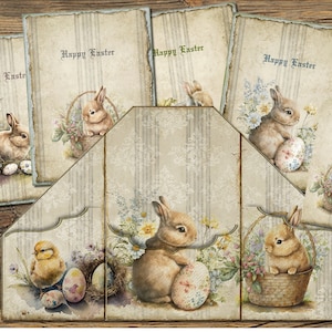 Vintage Easter Junk Journal Kit, Vintage Easter Bunny, Holiday Insert, Digital Folder, Instant Download