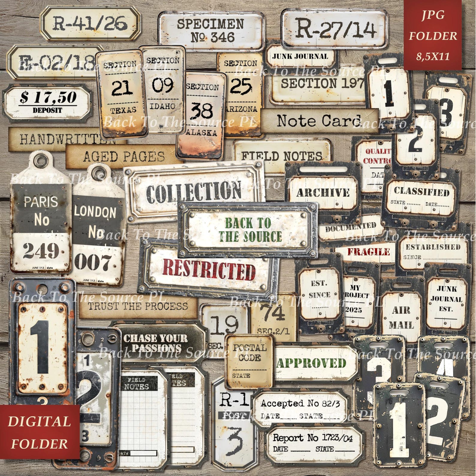 Random Labels and Tags, Printable Ephemera for Junk Journal, Vintage ...