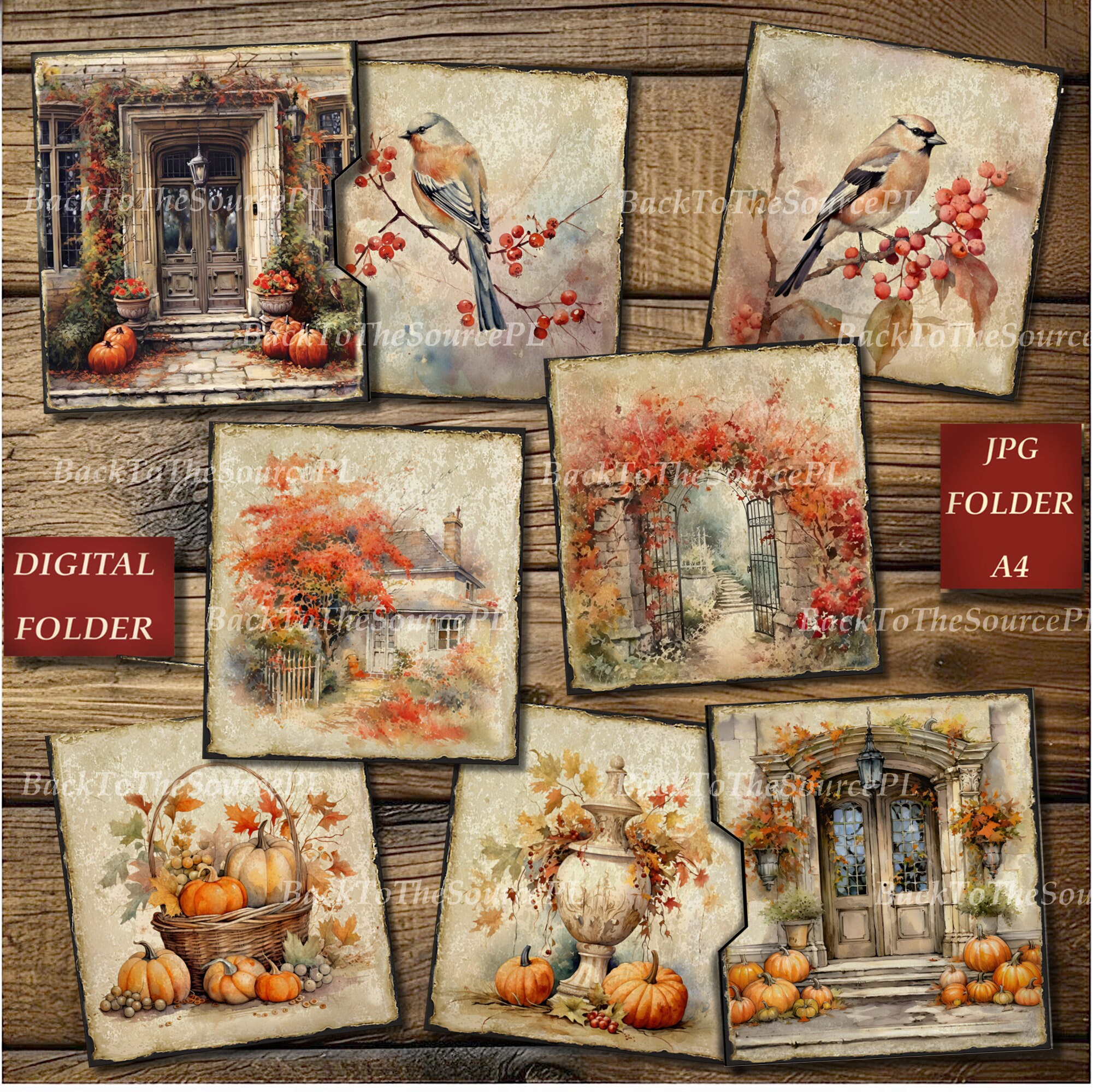 Fall Junk Journal Kit, Autumn Ephemera, Collage Sheet, Pumpkin Tags ...