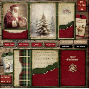 Vintage Christmas Junk Journal Kit, Printable Christmas Tags, Winter Vintage Digital Paper, Christmas Journal Pages, Scrapbook Kit, Nr059