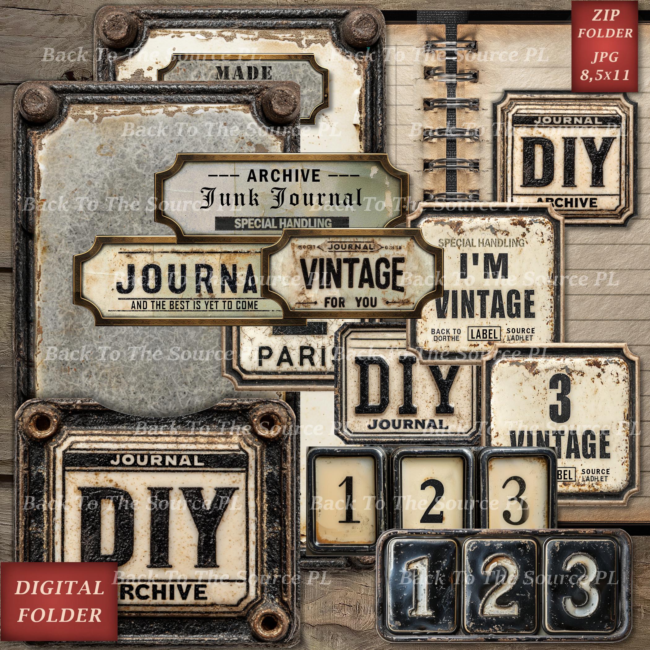 Junk Labels Industrial Tags, Vintage Printable Ephemera, Grungy Journal ...