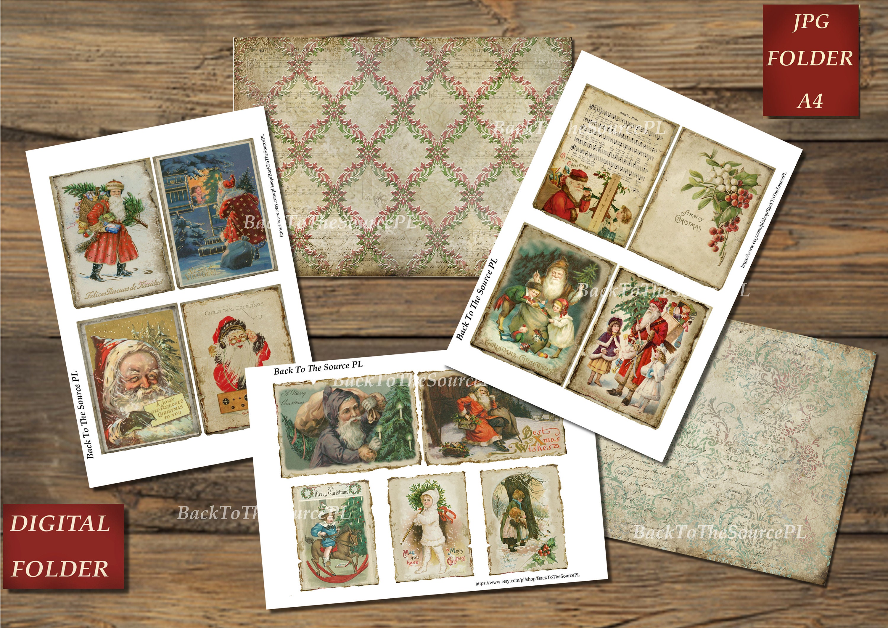 Digital Old Christmas Cards, Junk Journal Kit, Vintage Ephemera ...