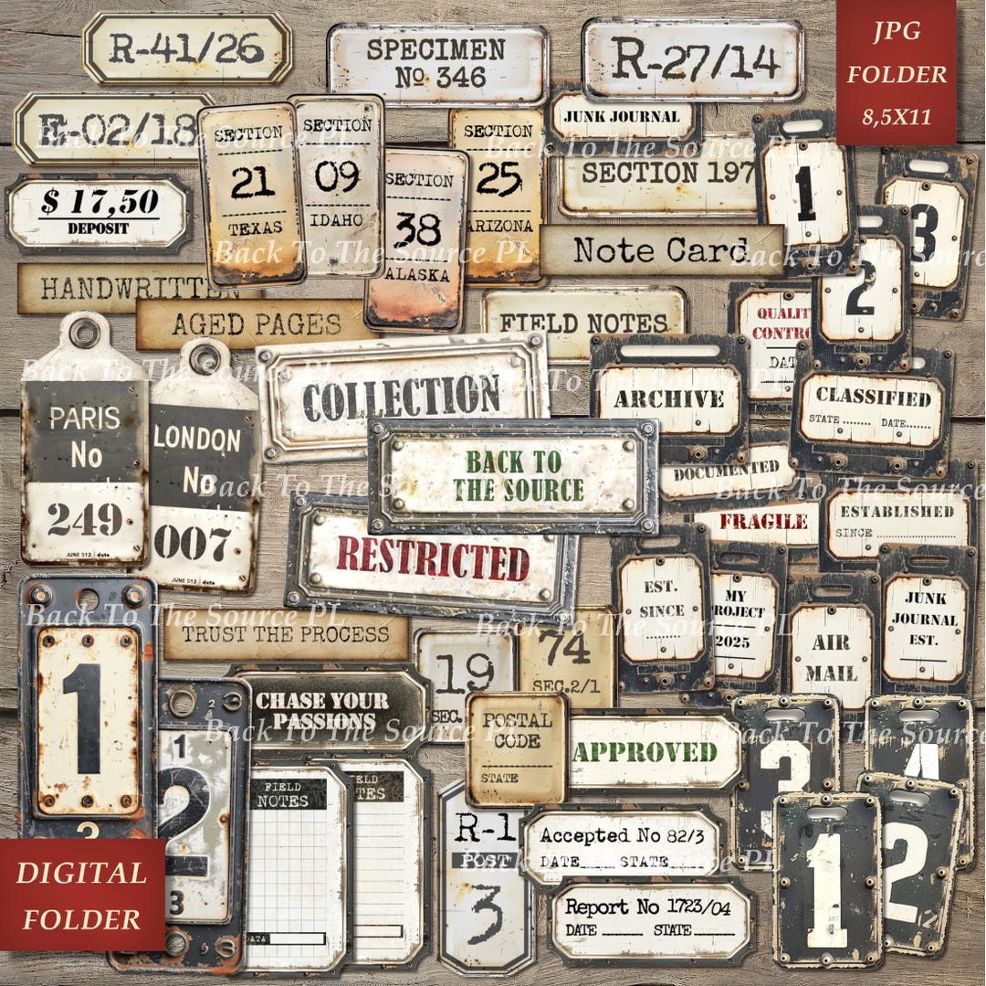 Random Labels and Tags, Printable Ephemera for Junk Journal, Vintage ...