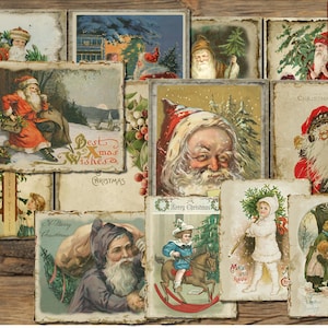 Digital Old Christmas Cards, Junk Journal Kit, Vintage Ephemera, Collage Sheet,  Christmas Insert, Digital Folder