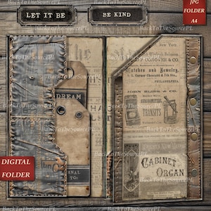Skinny Junk Journal Kit, Grunge Folio, Printable Ephemera, Craft Kit, Vintage Collage Sheet, Instant Download, Digital Folder, Nr. 079