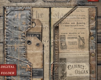 Skinny Junk Journal Kit, Grunge Folio, Printable Ephemera, Craft Kit, Vintage Collage Sheet, Instant Download, Digital Folder, Nr. 079