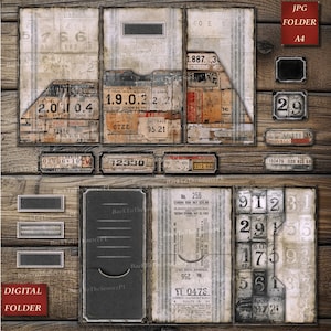 Grunge Junk Journal Kit, Basic Insert, Vintage Ephemera, Old Folio, Collage Sheet, Digital Folder, Instant Download, Nr 071