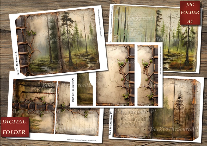 Old Forest Junk Journal Kit, Gothic Papers, Scrapbooks, Old Insert, Vintage Ephemera, Collage Sheet, Digital Folder, Instant Download,Nr 052 Bild 5