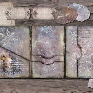 Digital Christmas Junk Journal Kit, Printable Christmas Tags, Winter Wonderland, Christmas Collage Sheets, Winter Folio, Digital Folder,