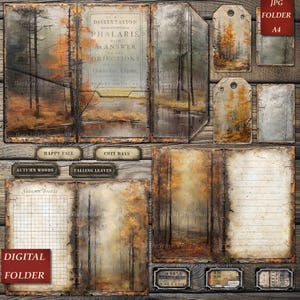 Autumn Junk Journal, Fall Ephemera, Collage Sheet, Vintage Insert, Printable Kit, Digital Folder, Nr084