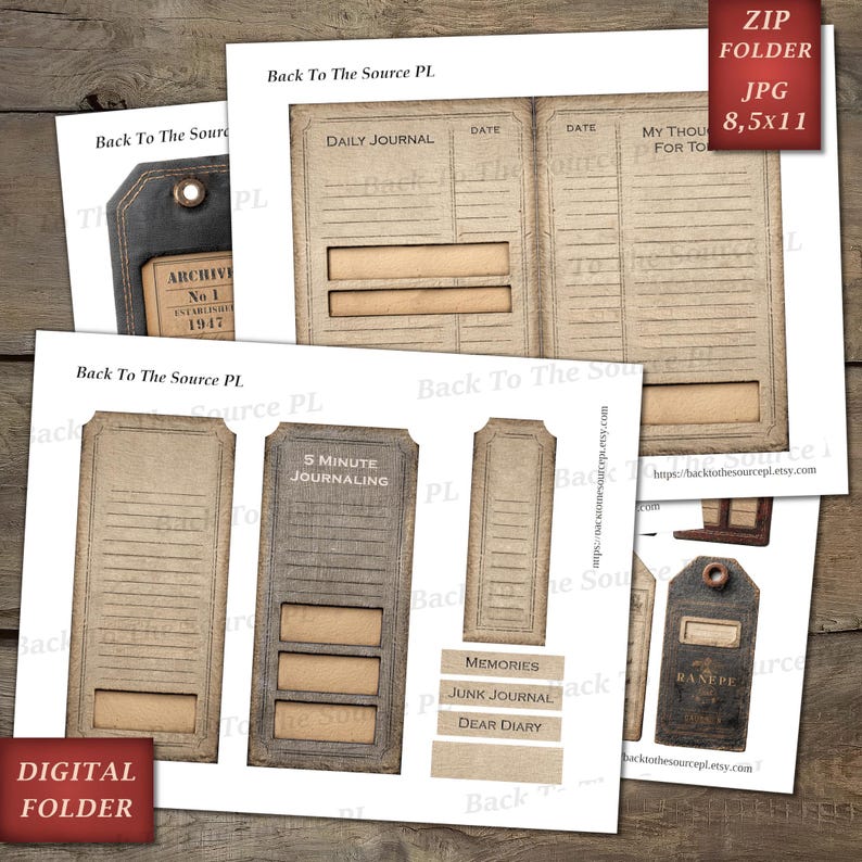 Junk Labels, Vintage Journal Page, Grunge Tags, Printable Ephemera, Junk Journal Supplies, Digital Folder