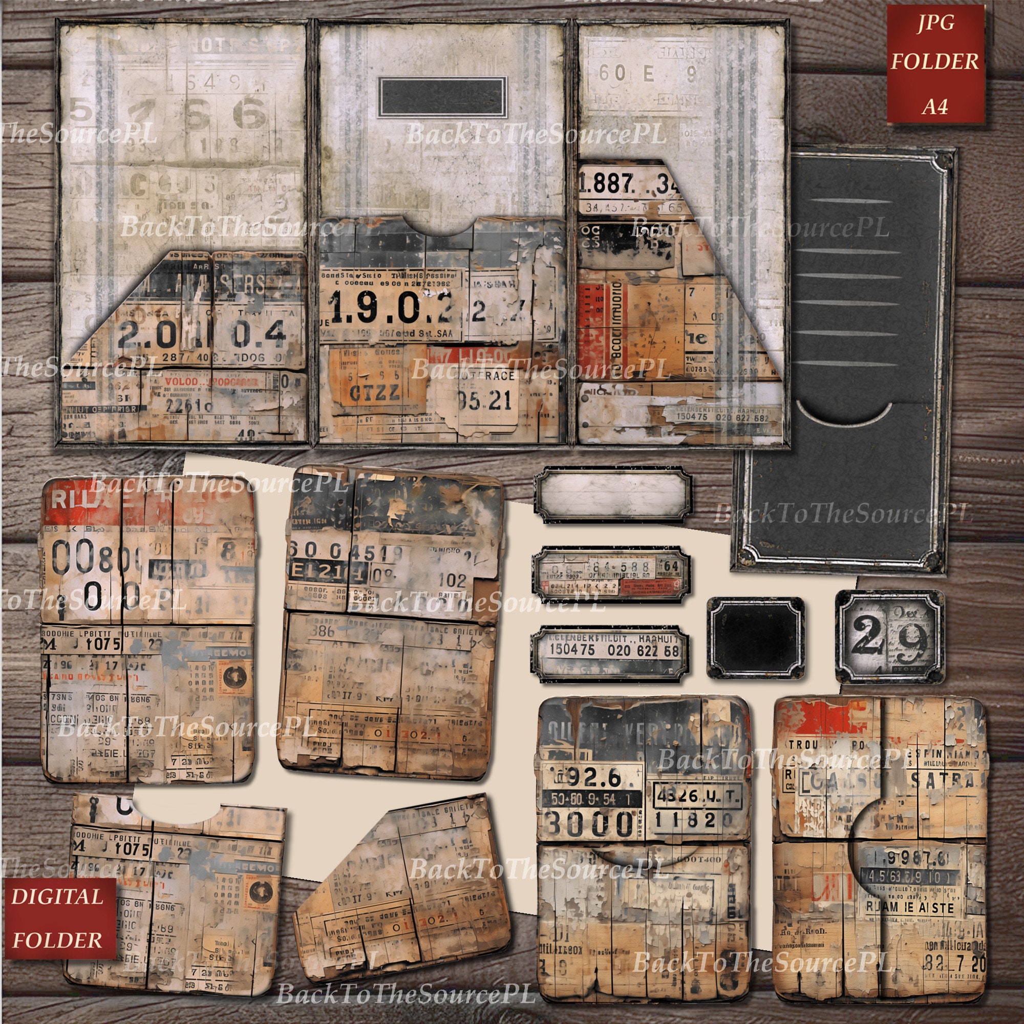 Grunge Junk Journal Kit, Basic Insert, Vintage Ephemera, Old Folio ...