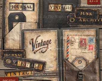 Junk Journal Ephemera, Vintage Labels, Grunge Tags, Printable Insert, Digital Folder, No. 118