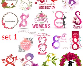 15 Día de la MujerSVG / PNG SET 1, feliz día de la mujer svg / png archivo, Día Internacional de la Mujer Svg / 8 de marzo Svg / Día de la Mujer Diseño de citas