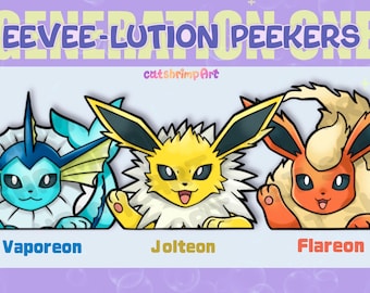 Adesivi Eeveelution Peeker / Decalcomanie in vinile impermeabili per laptop e auto (disponibili anche olografiche)