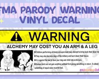 FMA Alchemist Brothers Warning Sticker | Anime Parody Decal | FMA Brotherhood
