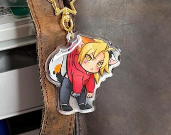 Elric Brothers & Friends porte-clés en acrylique à breloques | Charms Anime Chibi FMA | Fermoir étoile dorée