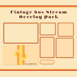 Vintage 60s Stream Overlay, Retro Overlay Pack for Twitch, 70s Design Pack