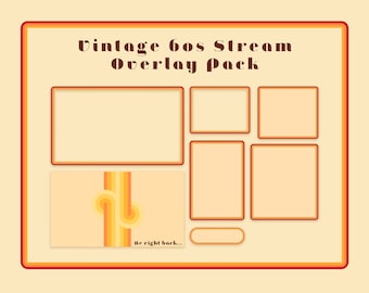 Vintage 60s Stream Overlay, Retro Overlay Pack for Twitch, 70s Design Pack
