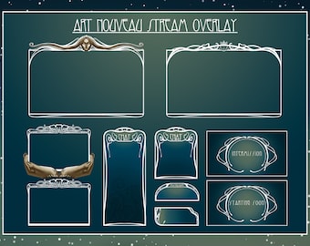Celestial Art Nouveau Overlay pack, Vintage Stream Overlay, Astrology Overlay for Twitch