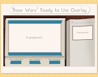 Book Work Overlay Pack, Desk Stream Graphics, Notebook Overlay for Twitch