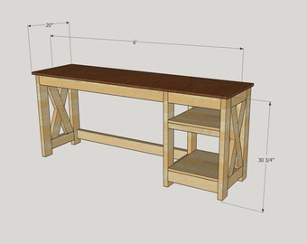 Farmhouse Desk Plans with pictures (Single Shelf)