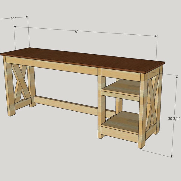 Farmhouse Desk Plans with pictures (Single Shelf)