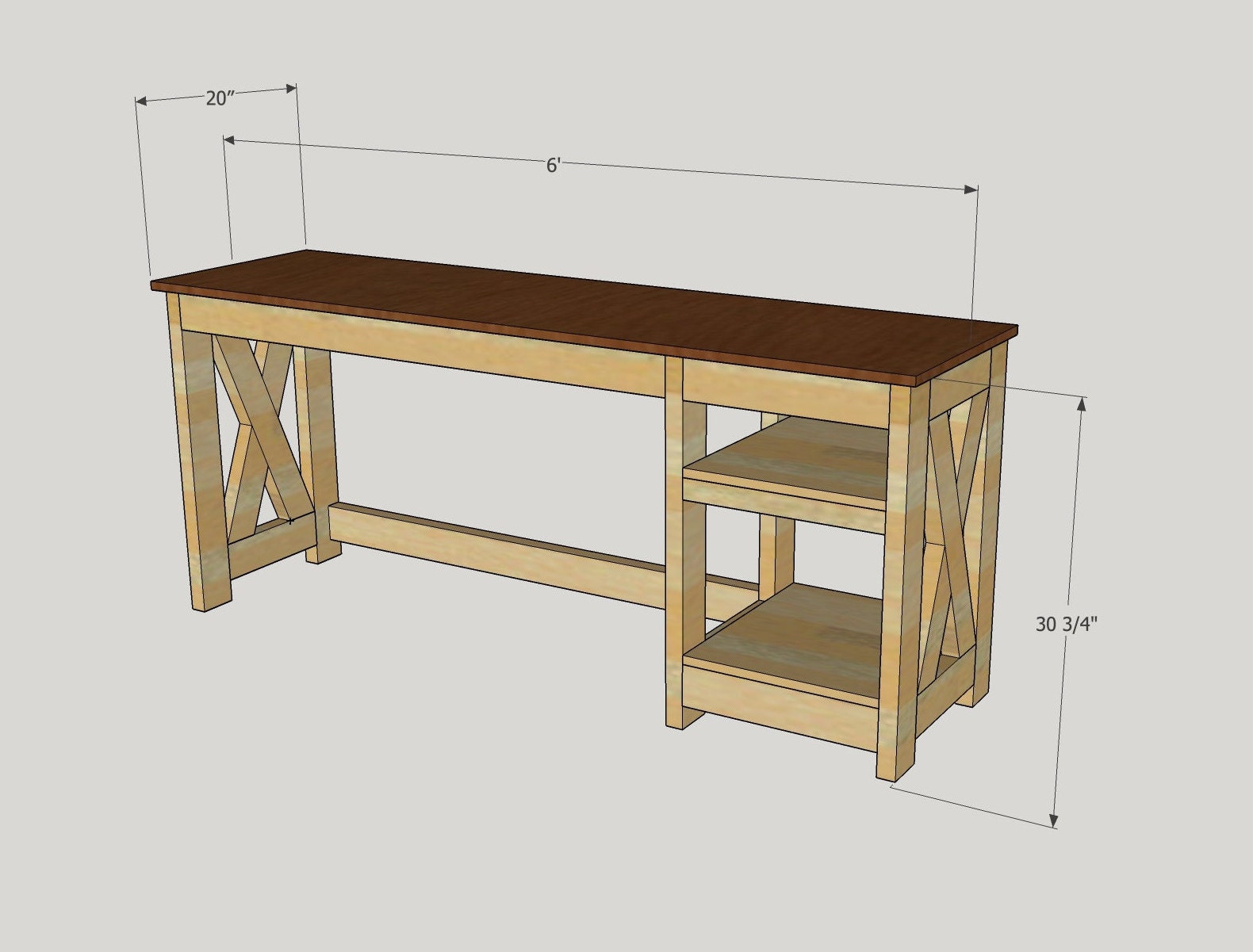 Farmhouse Desk Plans With Pictures (single Shelf) - Etsy