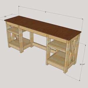 Farmhouse Desk Plans with pictures (Double Shelf)