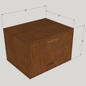 Puede incluir: Una caja de madera marrón con dos asas ovaladas. Mide 76 cm de largo, 61 cm de ancho y 51 cm de alto. Diseño sencillo y moderno, ideal para almacenamiento.