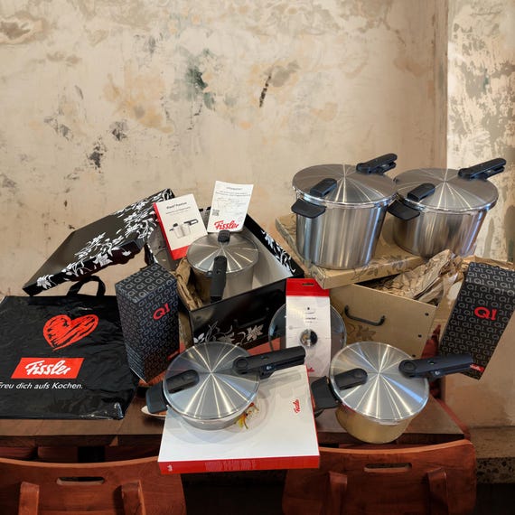 Fissler Pressure Cooker Set Premium Vitaquick With Glass Lid & Spoon Ready to Gift Box Special Bridal Shower Gift Elegant Kitchen Gift Set