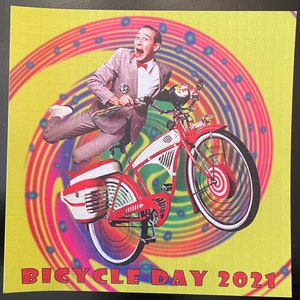 Pee-wee Herman Bicycle Day 2021 - Blotter art by Jess Dunmyer