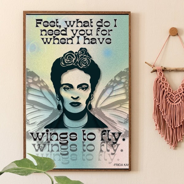 Frida Kahlo Print | Feminist Bar Cart Art | Divine Feminine Art for Indie Room Decor | Maximalist Wall Art Apartment Decor Boho