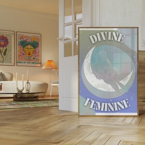 Divine Feminine Digital Download Wall Art and Celestial print for Hippie, Boho, Witchy, Goddess Room Decor