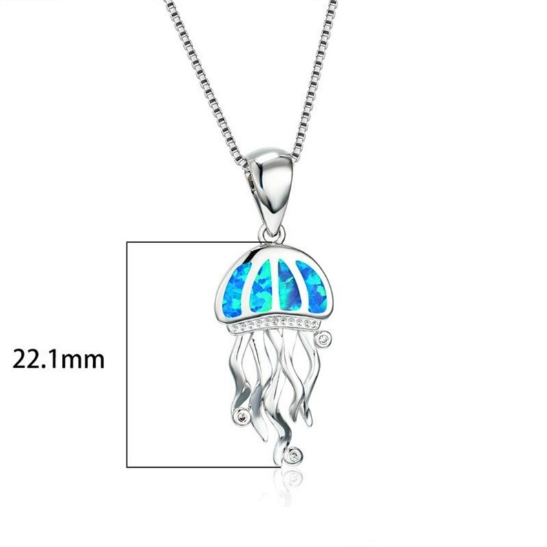 Cute Blue Jellyfish Pendant Necklaces Blue Opal Jellyfish Etsy