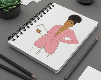 Pretty Black Girl  Pink Jacket Spiral Bound Journal