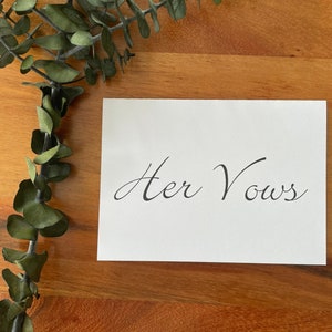 Vow Cards, His Vows Card, Her Vows Card, Set of Vow Cards, Wedding Vow Cards, Husband Vow Cards, Wife Vow Cards, Minimalist, Rustic, Simple