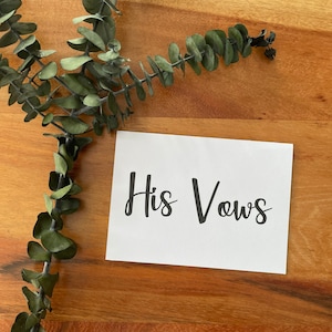 Vow Cards, His Vows Card, Her Vows Card, Set of Vow Cards, Wedding Vow Cards, Husband Vow Cards, Wife Vow Cards, Minimalist, Rustic, Simple