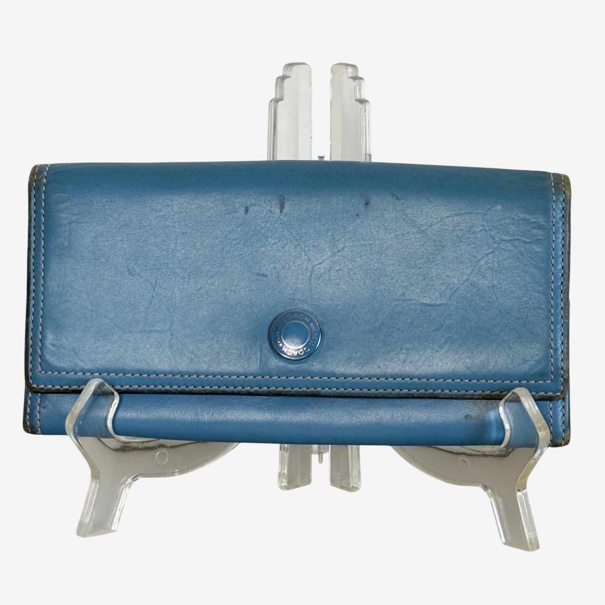 Coach Vintage Blue Leather Wallet - Etsy
