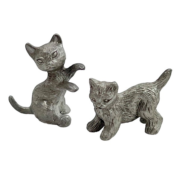 Spoontiques Set of 2 Miniature Kitten Figurines P1 & 24 Pewter Super Cute! EUC