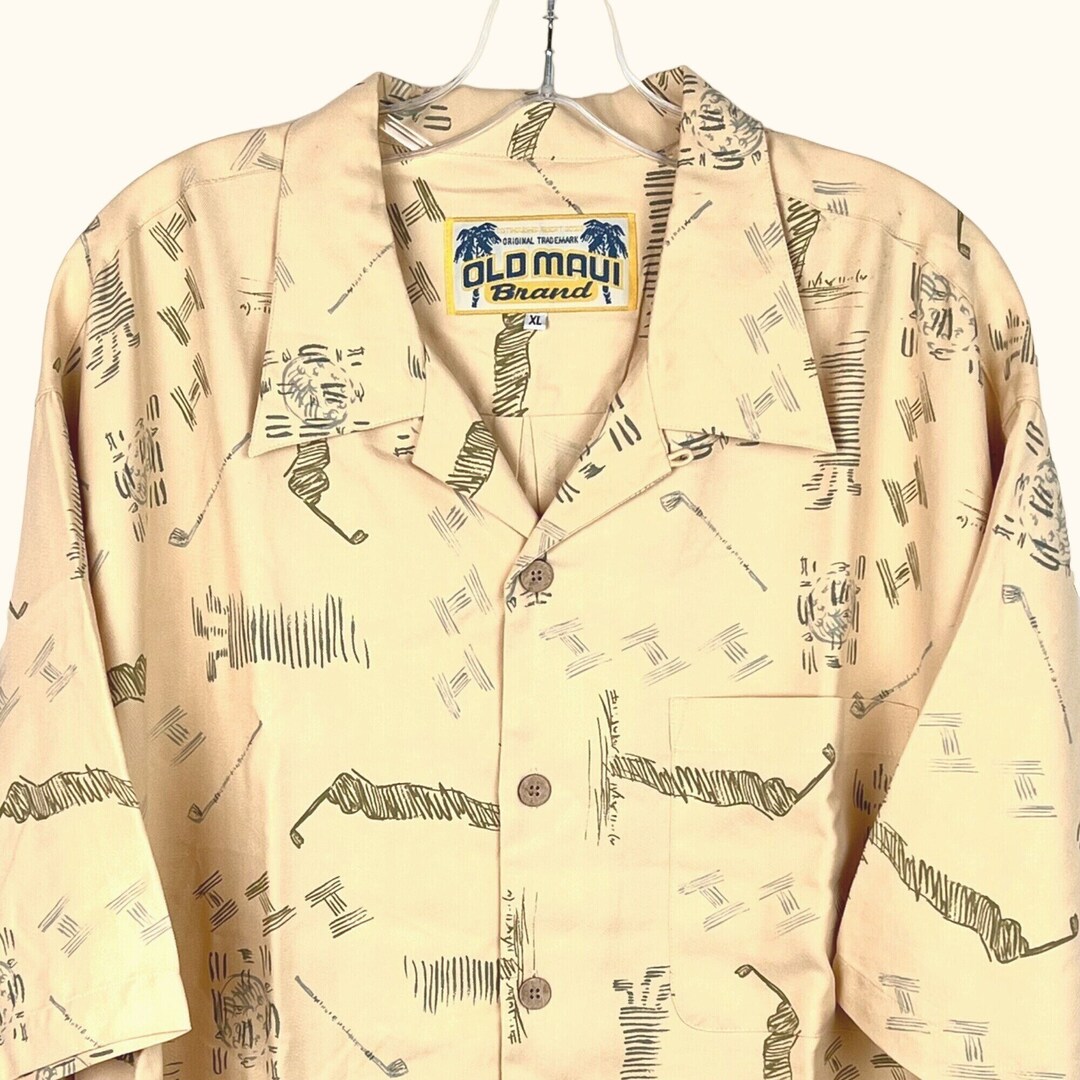 Vintage Old Maui Brand Hawaiian Camp Shirt Size XL Abstract Golf Design ...