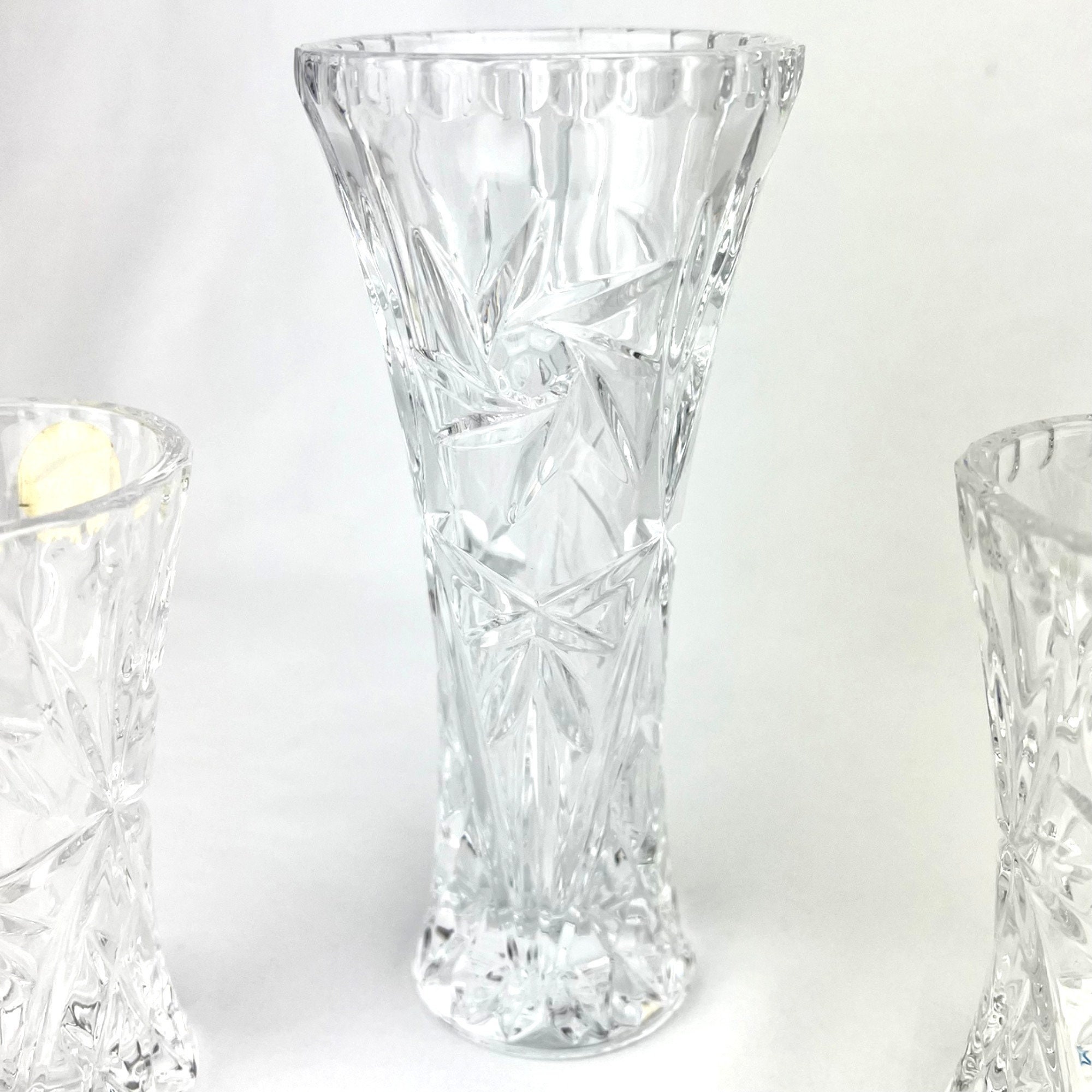 Lenox Crystal Star Vases Lot of 3 Fulllead Cut Crystal Flared Rim 4 2