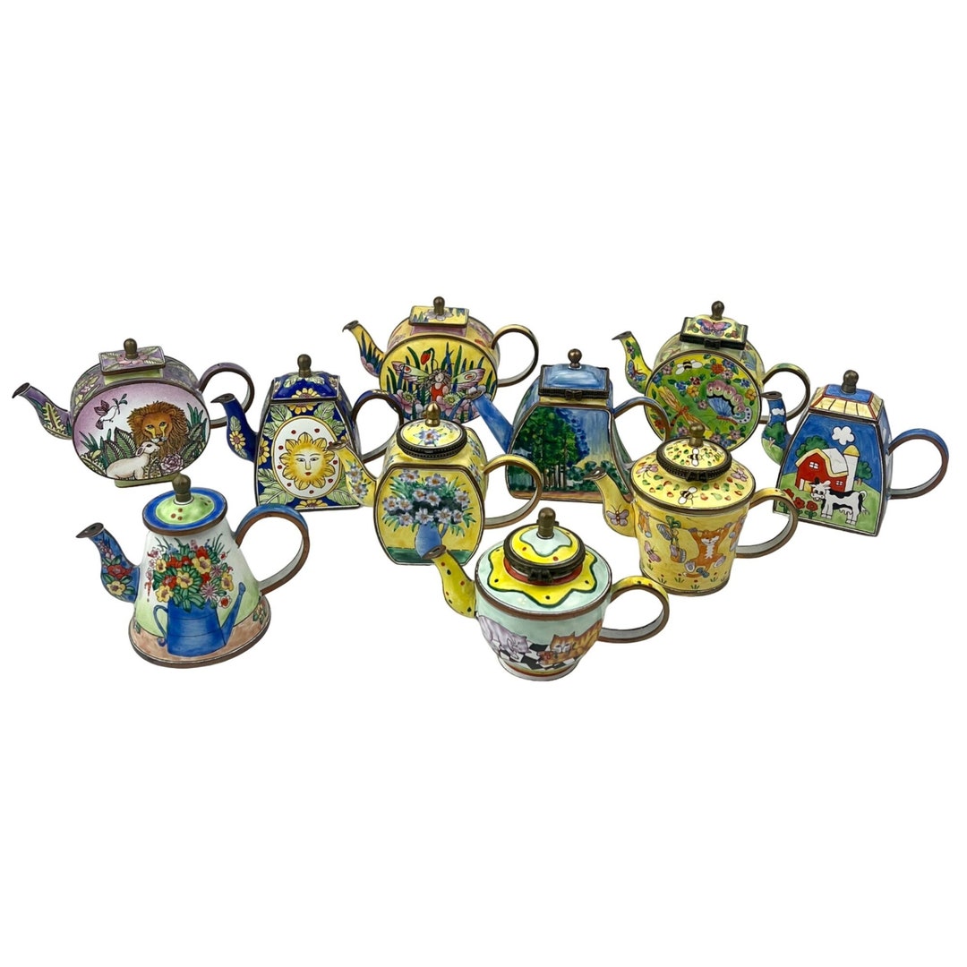 Vintage Kelvin Chen Miniature Teapots Enameled Bibelots LOT OF Etsy