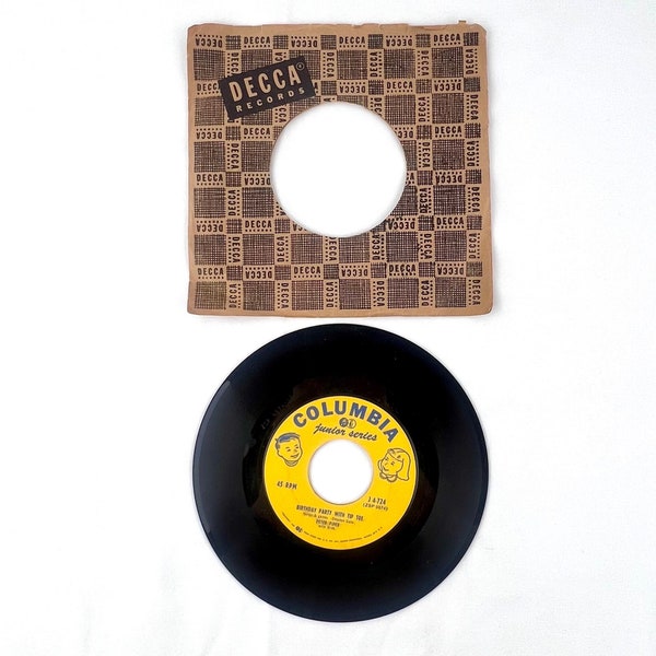 Vintage 45 rpm Vinyl Record Columbia Junior Series Happy Birthday Songs & Games