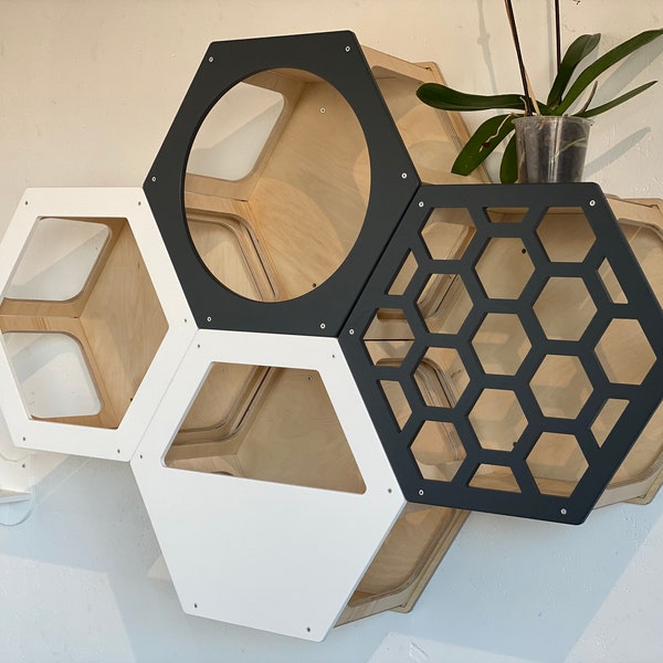 Set of 4 hexagon cat shelfs included 4 steps, Cat furniture , Cat house, Cat hexagon furniture, wooden cat bed, best gift for your cat