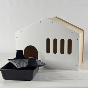 Modern Cat Litter Box Cover – Stylish Wooden Pet Litter Cabinet & Litter Box Enclosure, Cat Furniture, Plywood Cat Toilet Storage