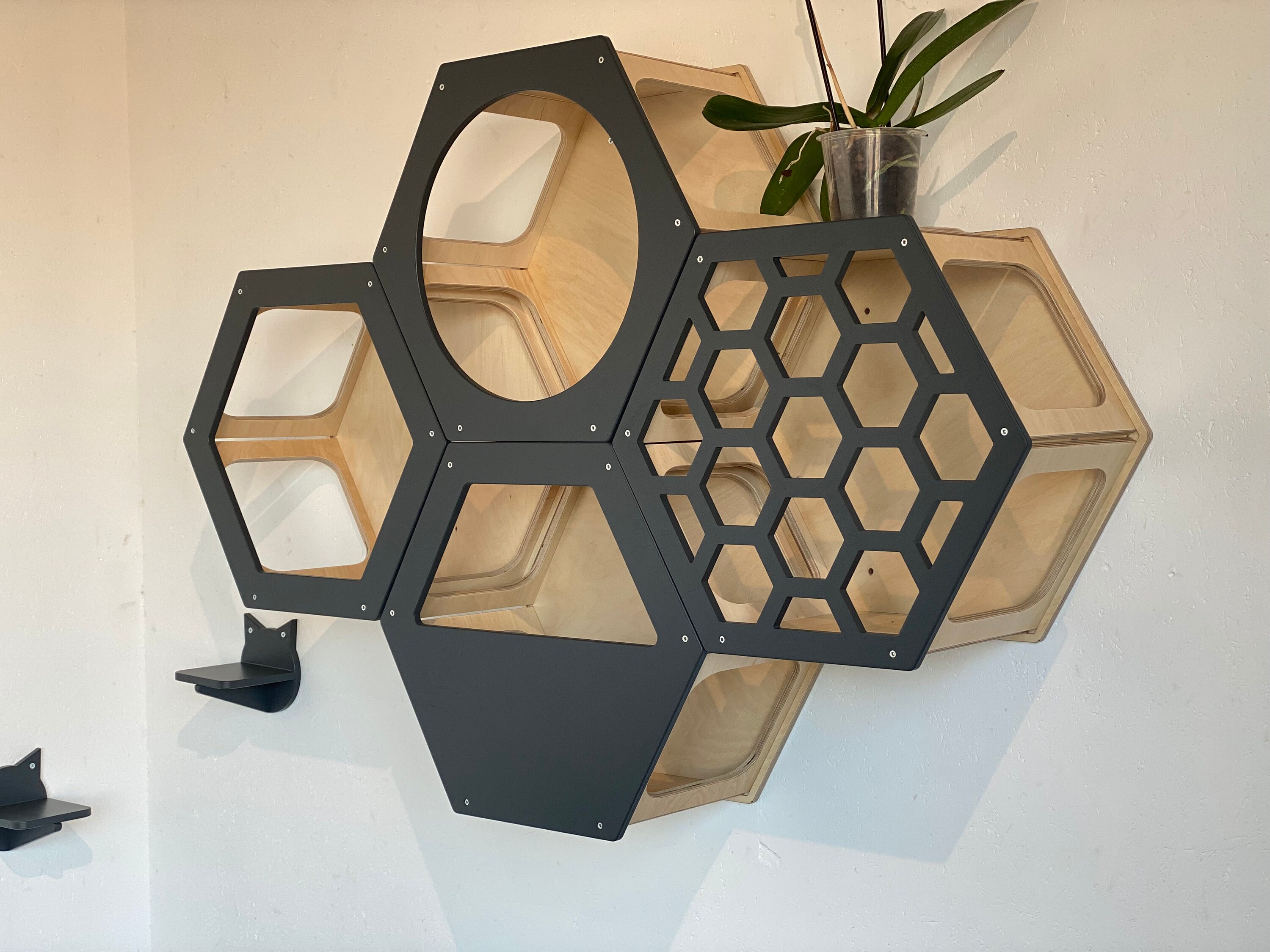 Set of Hexagon Cat Shelfs Included Steps Cat Furniture Cat Etsy